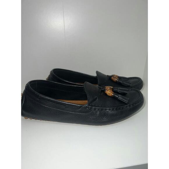 Gucci Men's Black Pebbled Leather Loafers with Bamboo Tassels - Picture 5 of 6